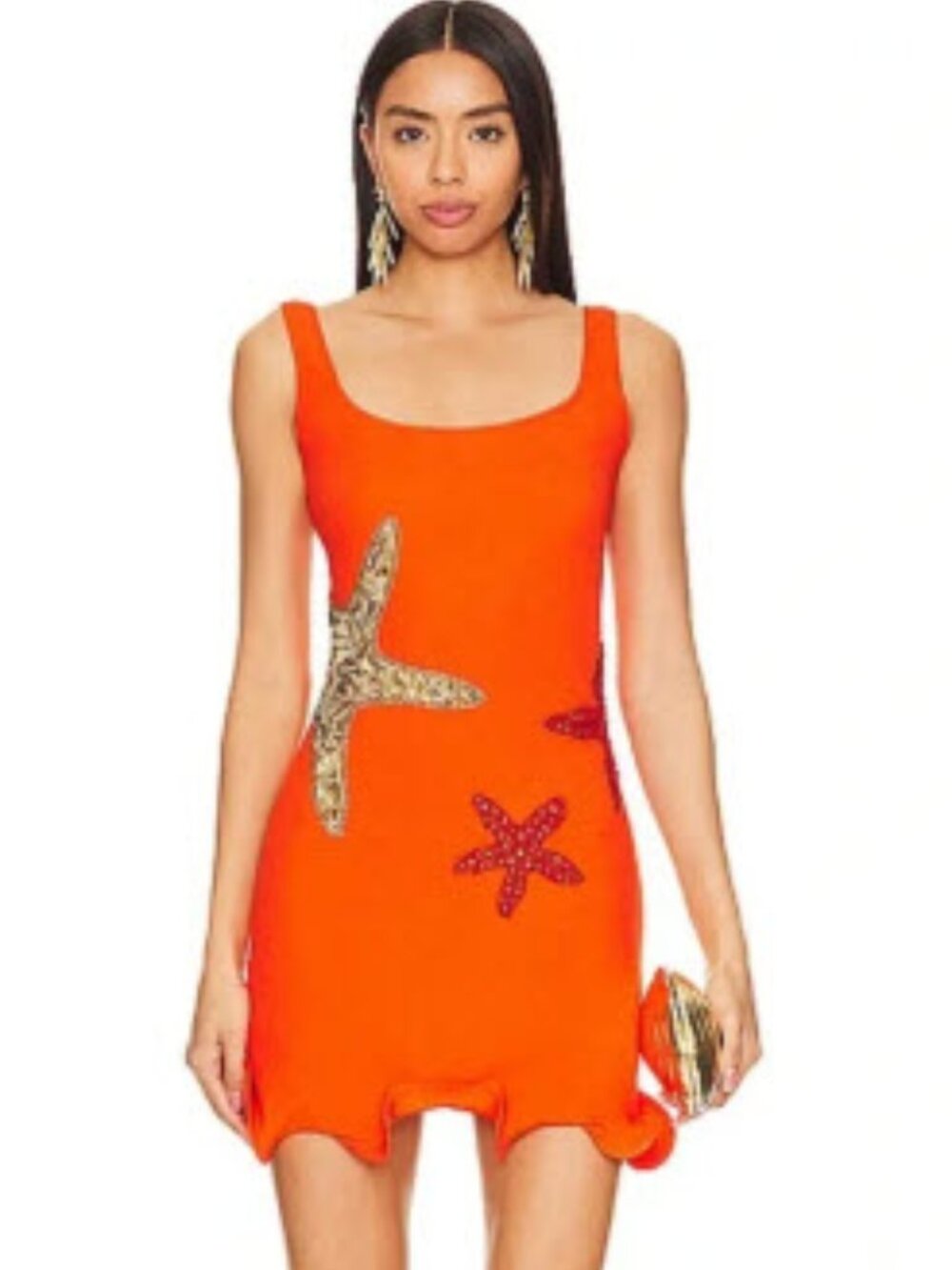 Starfish Mini Dress in Orange Leslie Amon